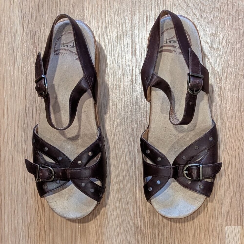 Dansko Leather Suede Platform Clog Sandals